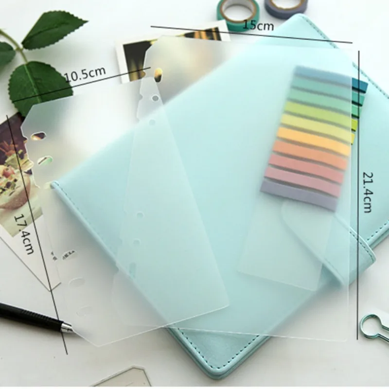 2pc A6 A5 6-hole Loose Leaf Book Transparent PP Plastic Plate Cover Waterproof Scratch Proof Diary Inner Page Protection Shell