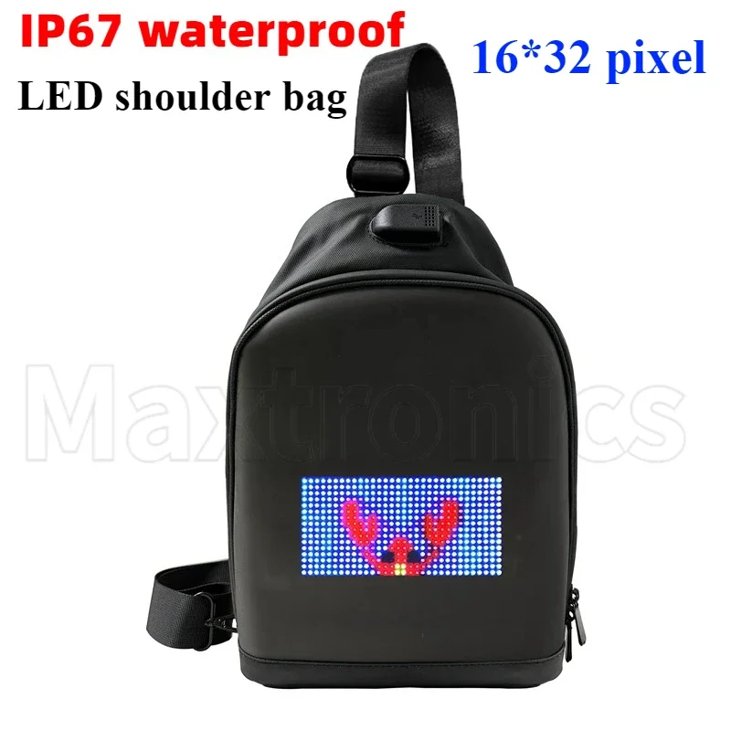 Bolsa de exibição de led inteligente app led pixel tela para mulheres homens diy multilíngue graffiti dinâmico bolsa de ombro saco de peito mochila led