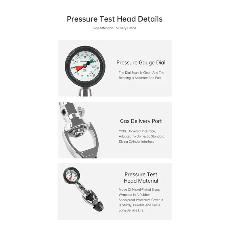 

AU13-Dive Gear Accessory: Professional Submersible Pressure Gauge With YOKE Connector For Air Tanks