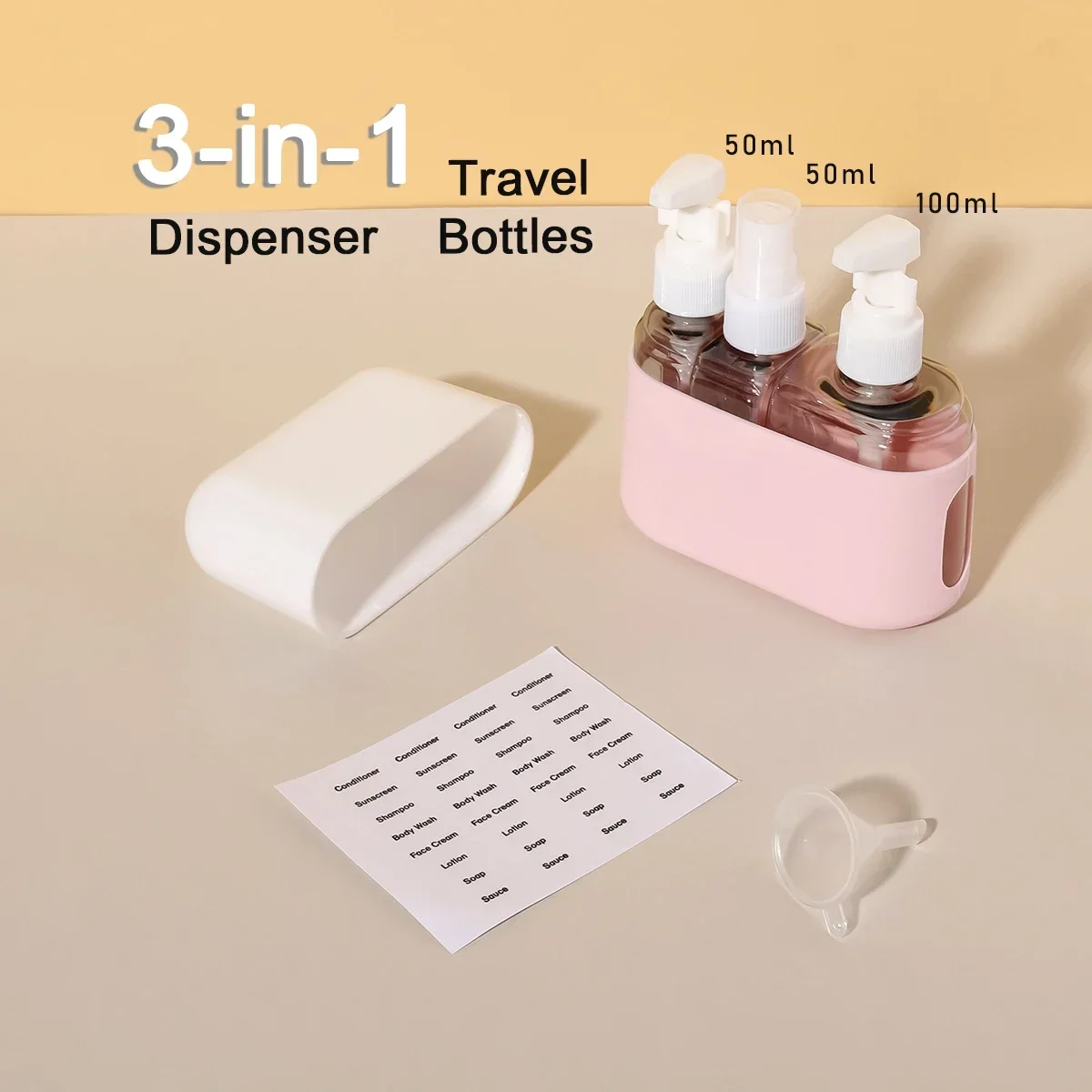 Juego de botellas de viaje, champú, Gel de ducha, loción para lavar a mano, botella vacía dividida, Kit de viaje, accesorios, juego de brochas de maquillaje