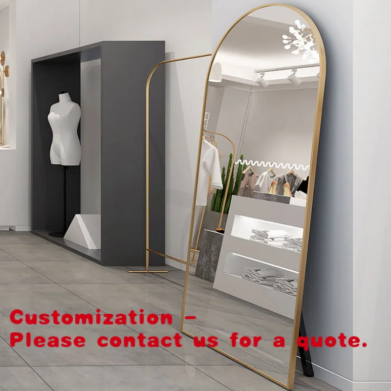 

Customize.European-style Art Deco Arched Full-length Glass Mirror Floor-standing Installation Clothing Store Fitting Bridal