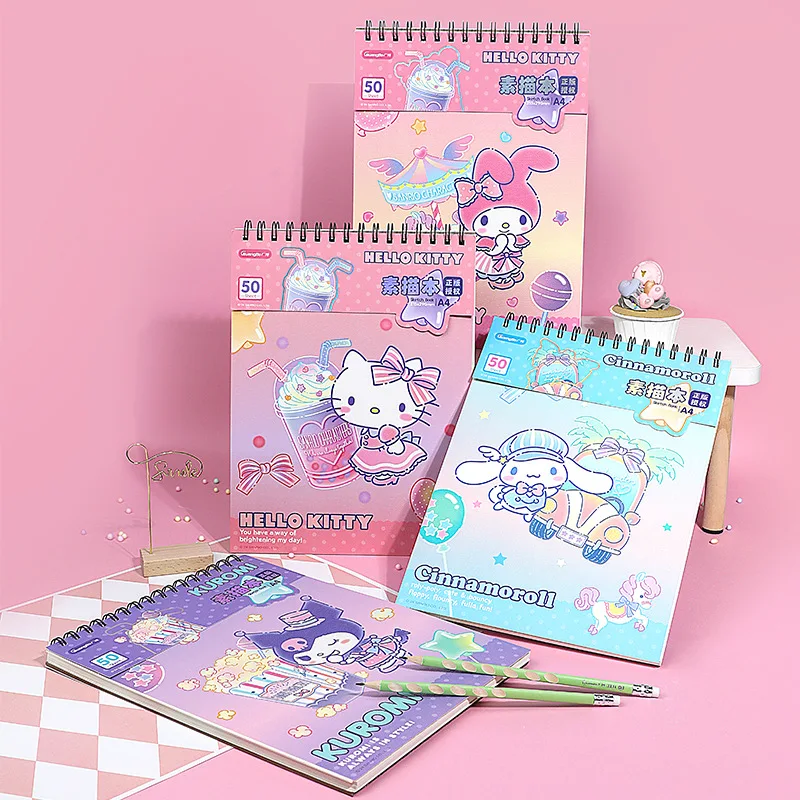 Sanrio Sketching A4 Sketching Book Student Drawing Book Art Class Thickened 50 Inner Pages Cartoon Cute Loop Book