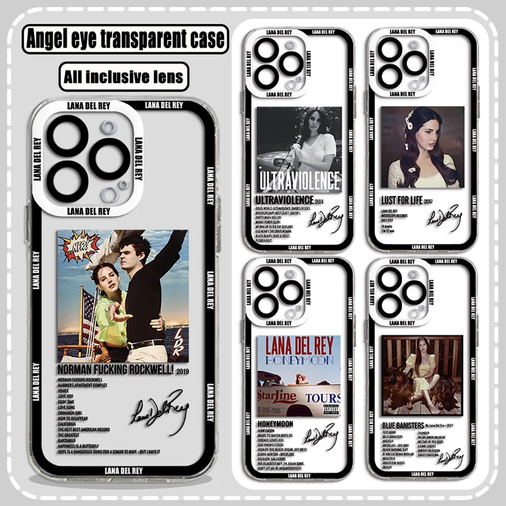 Singer Lana Del Rey Hot Poster Phone Case For iPhone 16 15 14 13 12 11 Mini Pro Max X XR XSMax 8 Plus Clear Soft TPU Back Cover