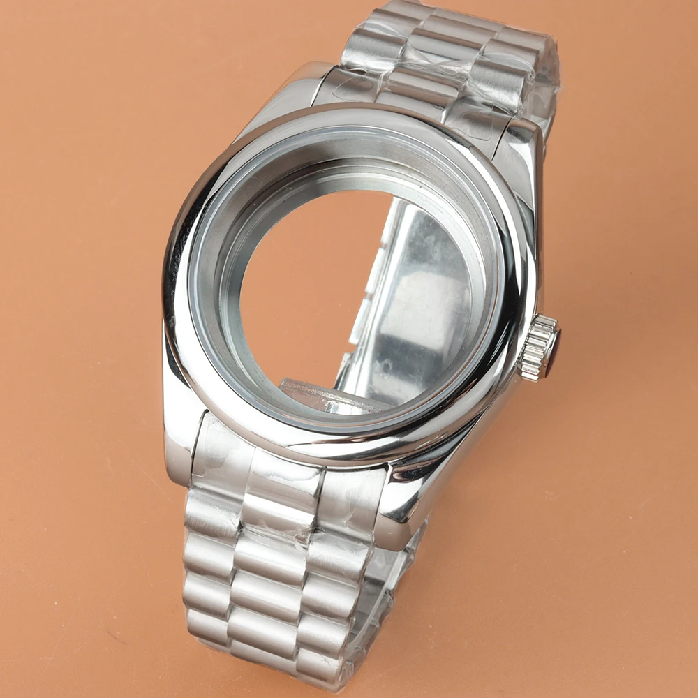 

High Quality 36MM/39MM Watch Case Waterproof Presidential Strap For DATEJUST Seiko NH35 NH36 Movement Sapphire Glass Silver Case