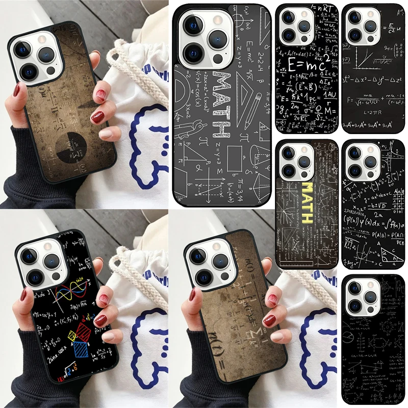 Math Formulas of Rubber Equations Cover For iPhone 16 13 14 15 Pro Max 12 Mini 11 15 Pro Max 7 8 Plus Max SE 2020 Phone Case