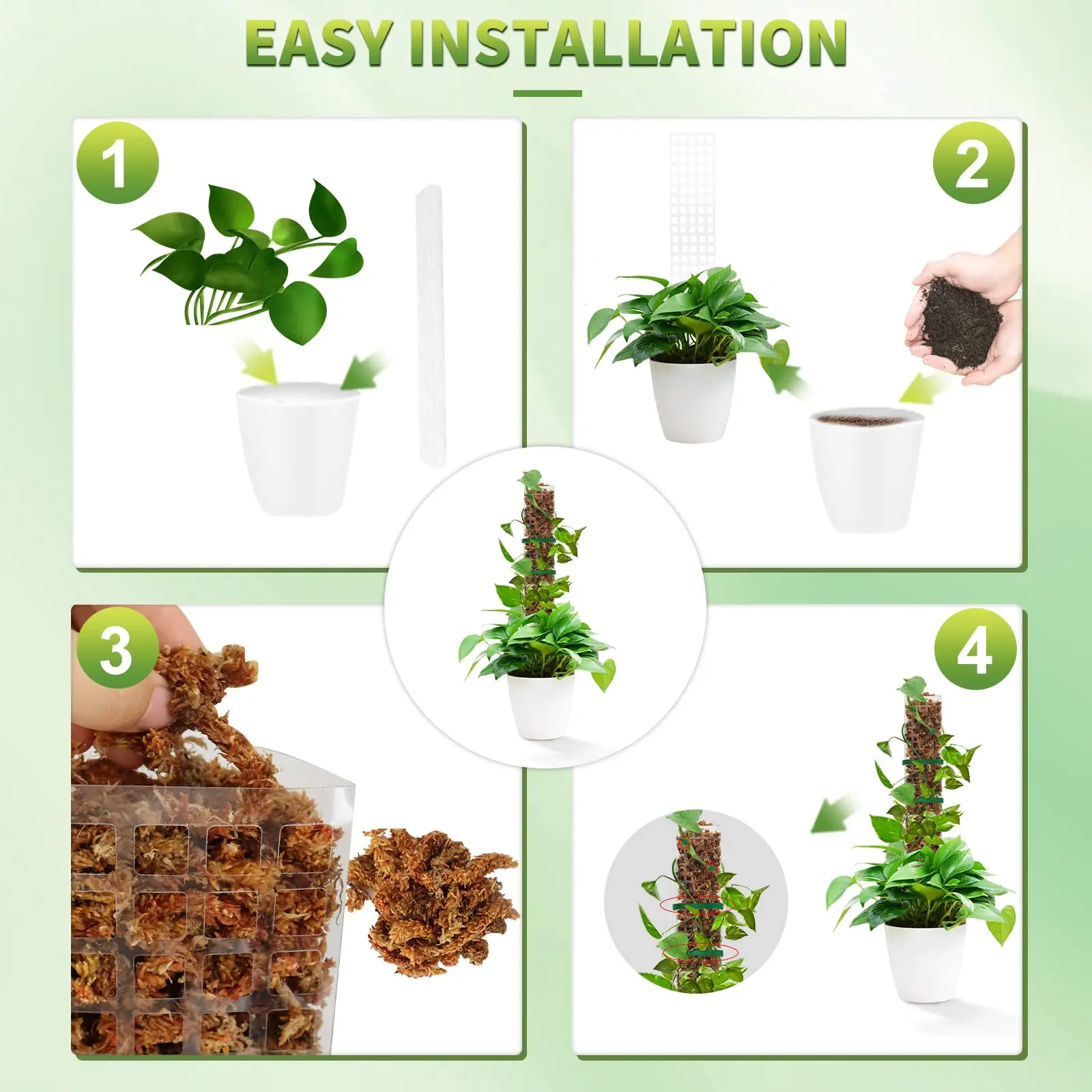 2/4/6Pcs Moss Pole Plastic Plant Stand Indoor Climbing Plants Guardian Tutors Pot Stick For Growth Garden Support Accessories