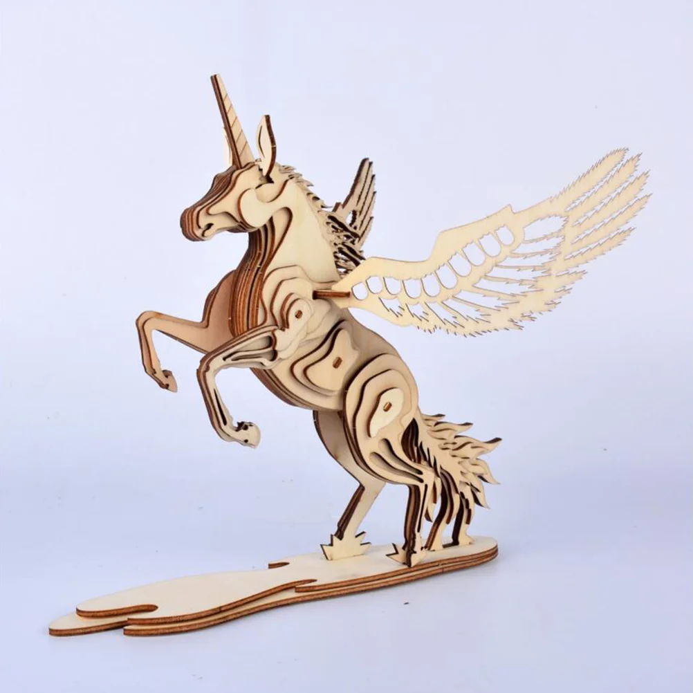 Unicorn 3D Puzzle For Kids Diy Educational Building Wooden Puzzles Set Wooden Puzzles Game Gift For Children