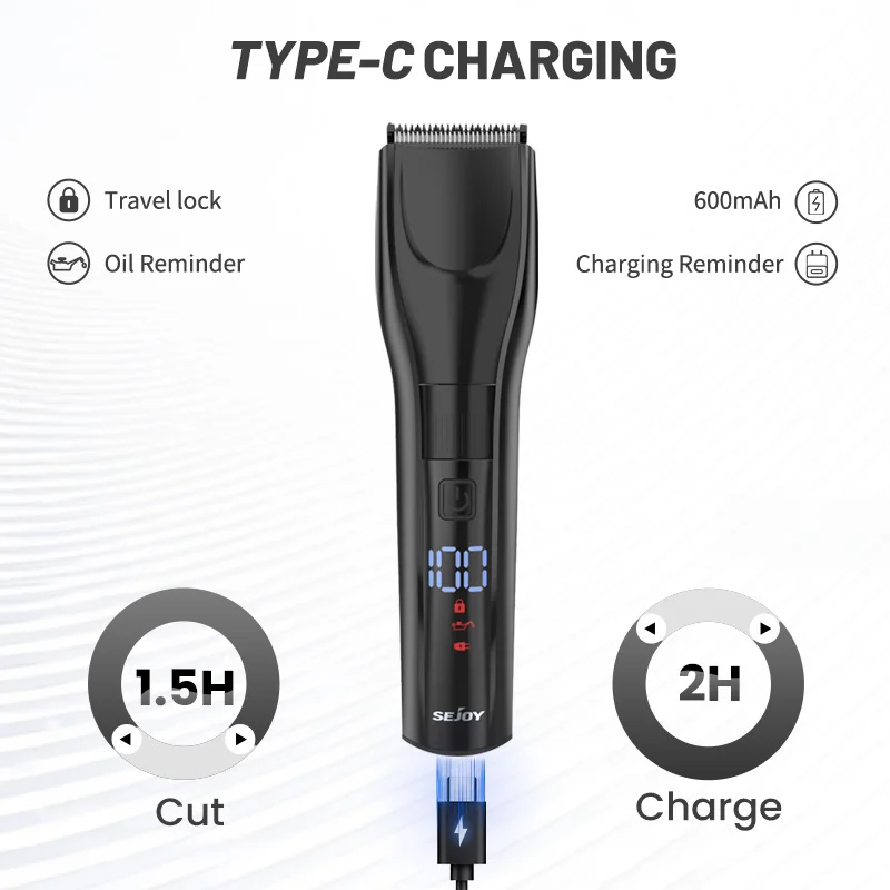 SEJOY Electric Hair Clipper Kit For Men, Adjustable Hair Cut Machine Hair Trimmer Professional Rechargeable Hair Cut Barber image 5