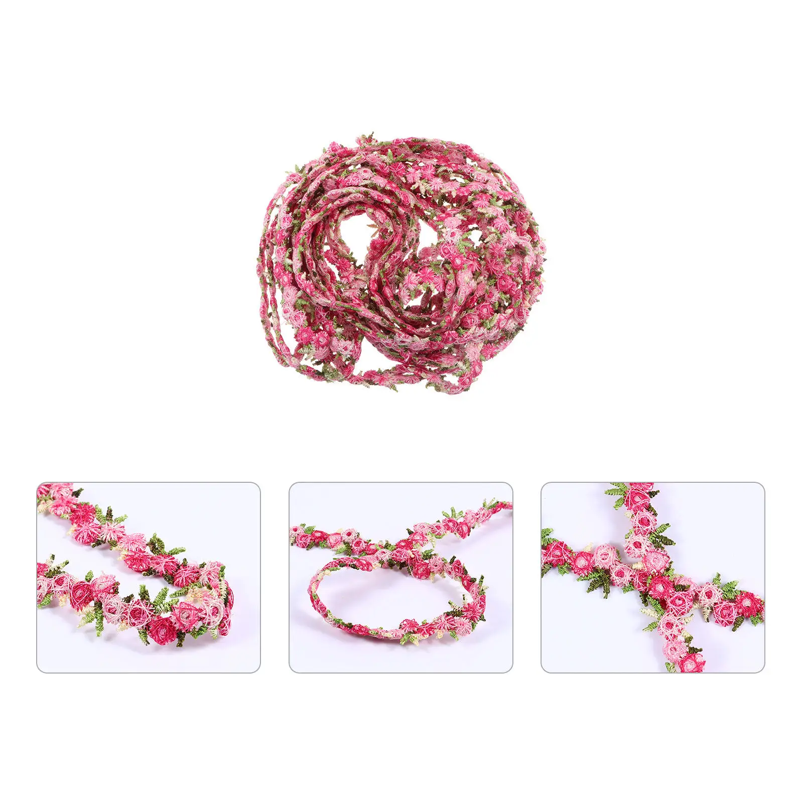 

4.5m Colorful Small Floral Lace Trim Handmade Flower Detail Soft Flexible Ribbon for Costumes Hats DIY Creative Crafting