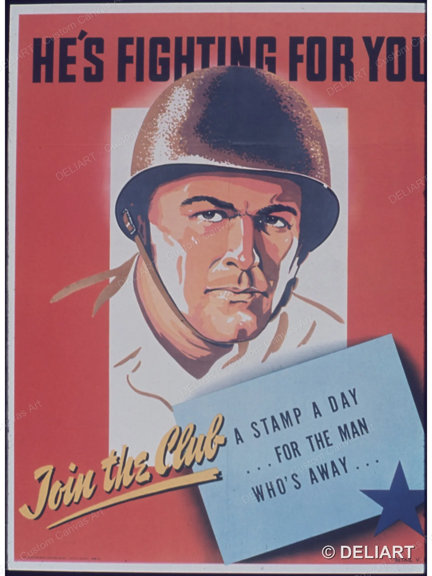 He's fighting for you-Join the club Vintage WWII Propaganda Canvas Wall Art Poster Print Retro Home Decor Unframed