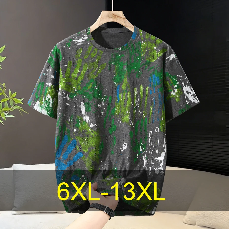 

Футболка больших размеров 10XL 13XL для мужчин, летняя, с коротким рукавом, модная повседневная футболка с граффити-принтом, мужская, большие размеры 13XL