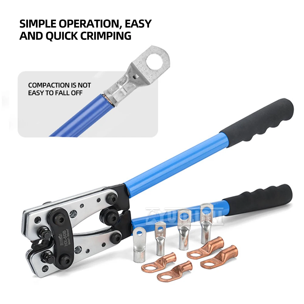 HX-50B Terminal Wiring Crimping Pliers YO Copper Aluminum Crimp Cutting Terminal Tool Cable Crimping Pliers 6-50mm㎡