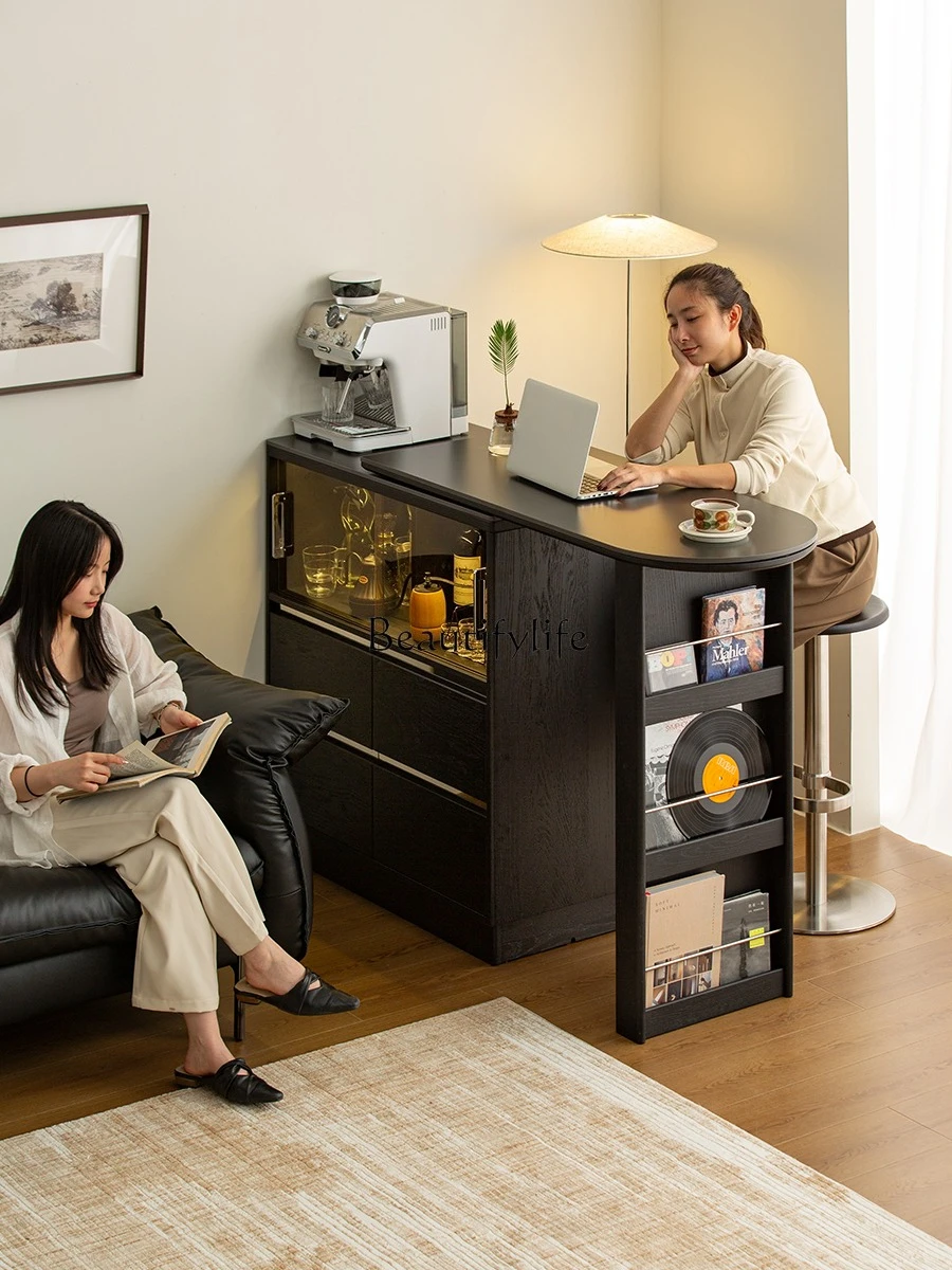 

02*Retractable bar table household mobile wine cabinet dining table integrated living room partition cabinet