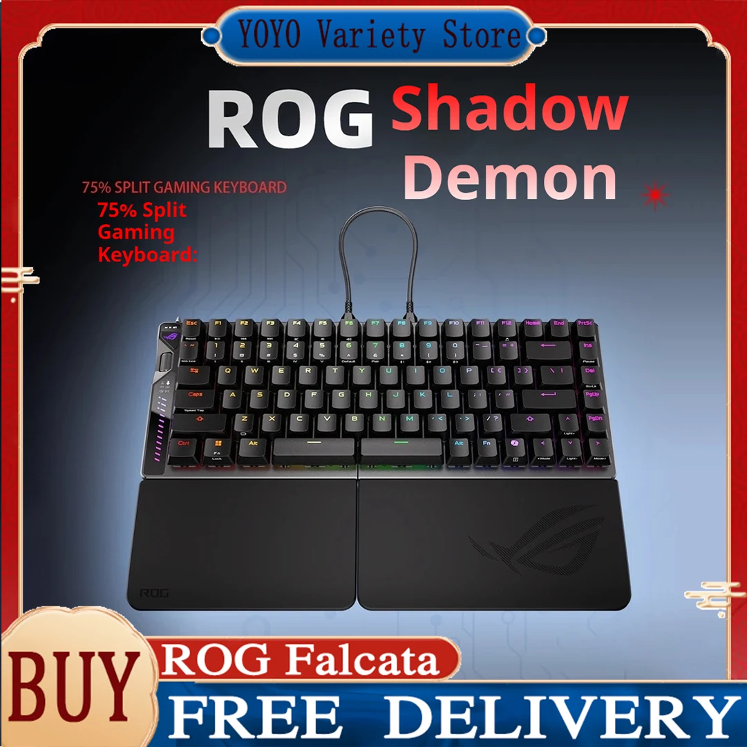 

Беспроводная игровая клавиатура ROG Falcata 75% с тремя режимами подключения, магнитными переключателями ROG HFX V2, съемной подставкой для запястий, частотой опроса 8K Гц