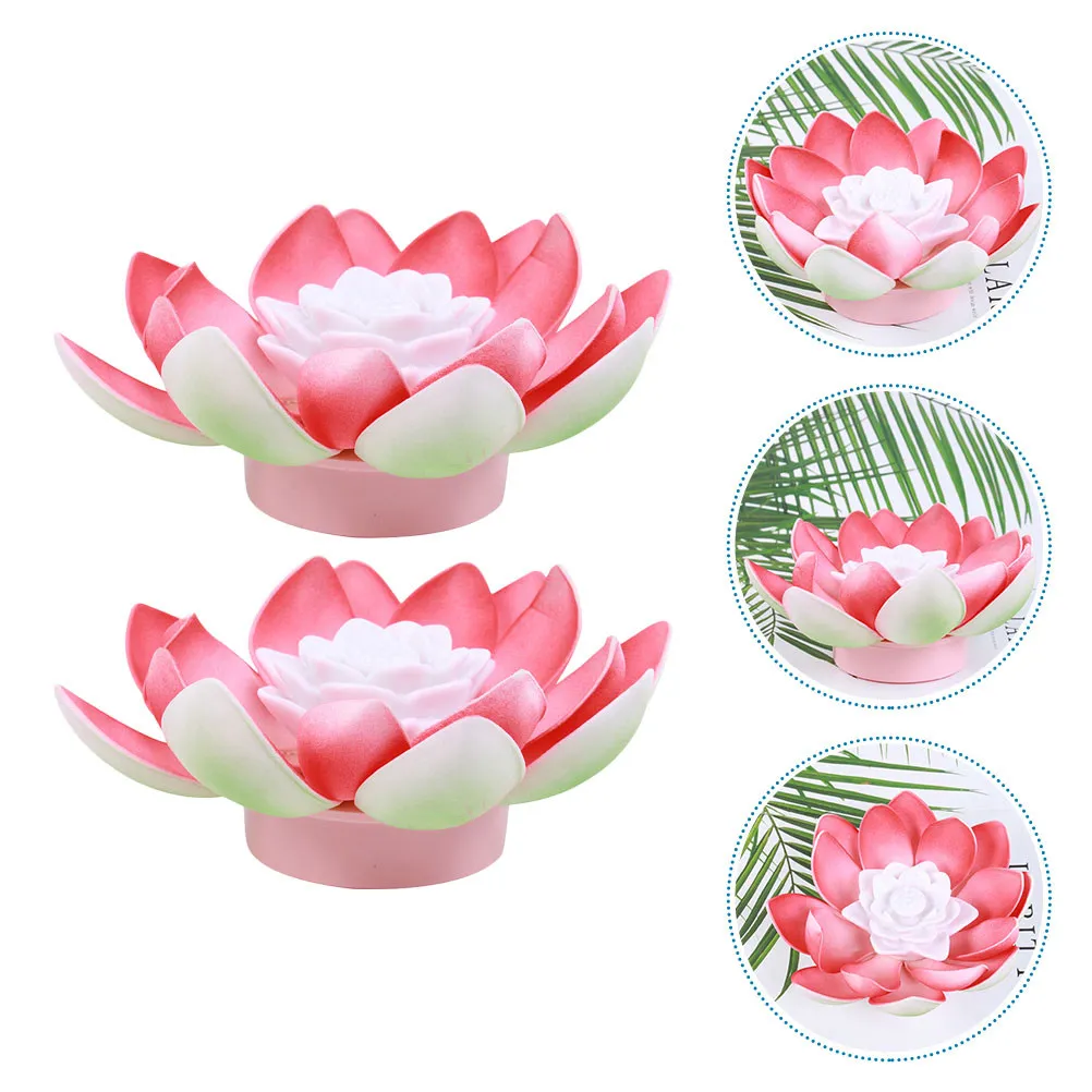 

2 шт. светильников в форме лотоса, лампы Будды, реалистичные, яркие, водонепроницаемые, для храмов, для молитв, настольные, для сада, в форме цветка