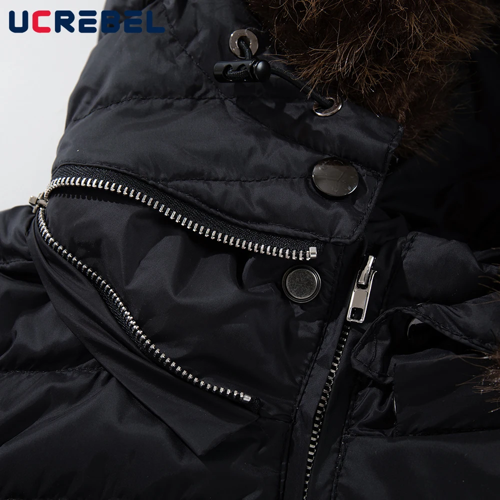 เสื้อแจ็คเก็ตดาวน์สีพื้นสำหรับผู้ชาย มีเชือกผูก ฤดูหนาว อุ่น สไตล์ไฮสตรีท ย้อนยุค ทรงหลวม แขนยาว มีฮู้ด เสื้อแจ็คเก็ตบุนวมสำหรับผู้ชาย