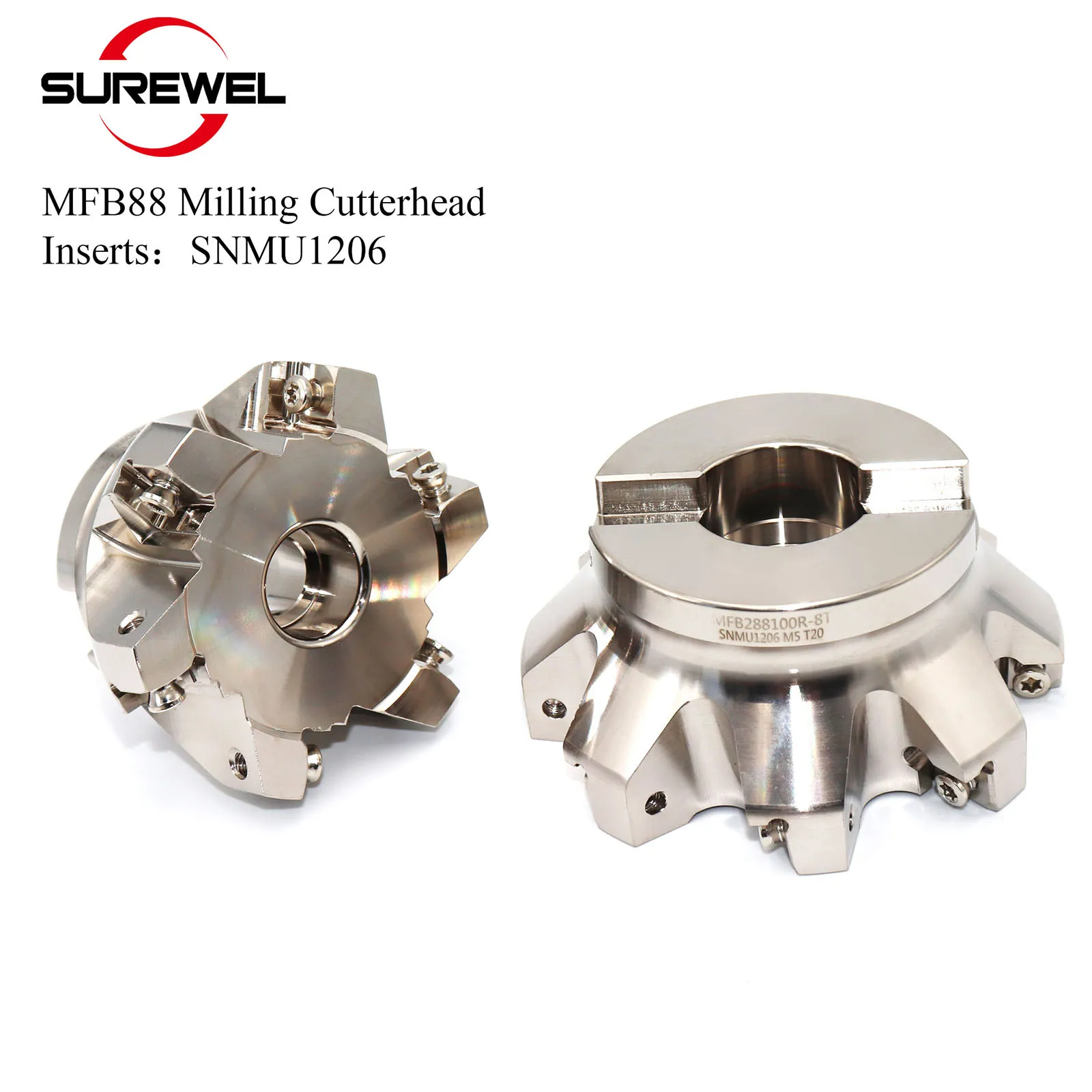 

SUREWEL MFB288 Square Shoulder Milling Cutting Head, quick feed surface Cutterhead 50 63 80 100 125mm for SNMU1206 inserts