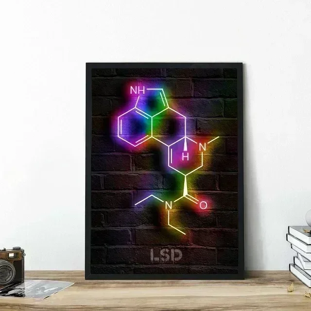 Neon Chemistry Molecules Adrenaline Xanax Poster Canvas Painting Wall Art Pictures Laboratory Living Room Home Decor