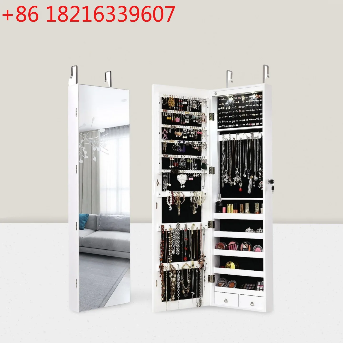 YAO full-body mirror jewelry storage cosmetic cabinet full-length mirror multi-functional storage solid wood home