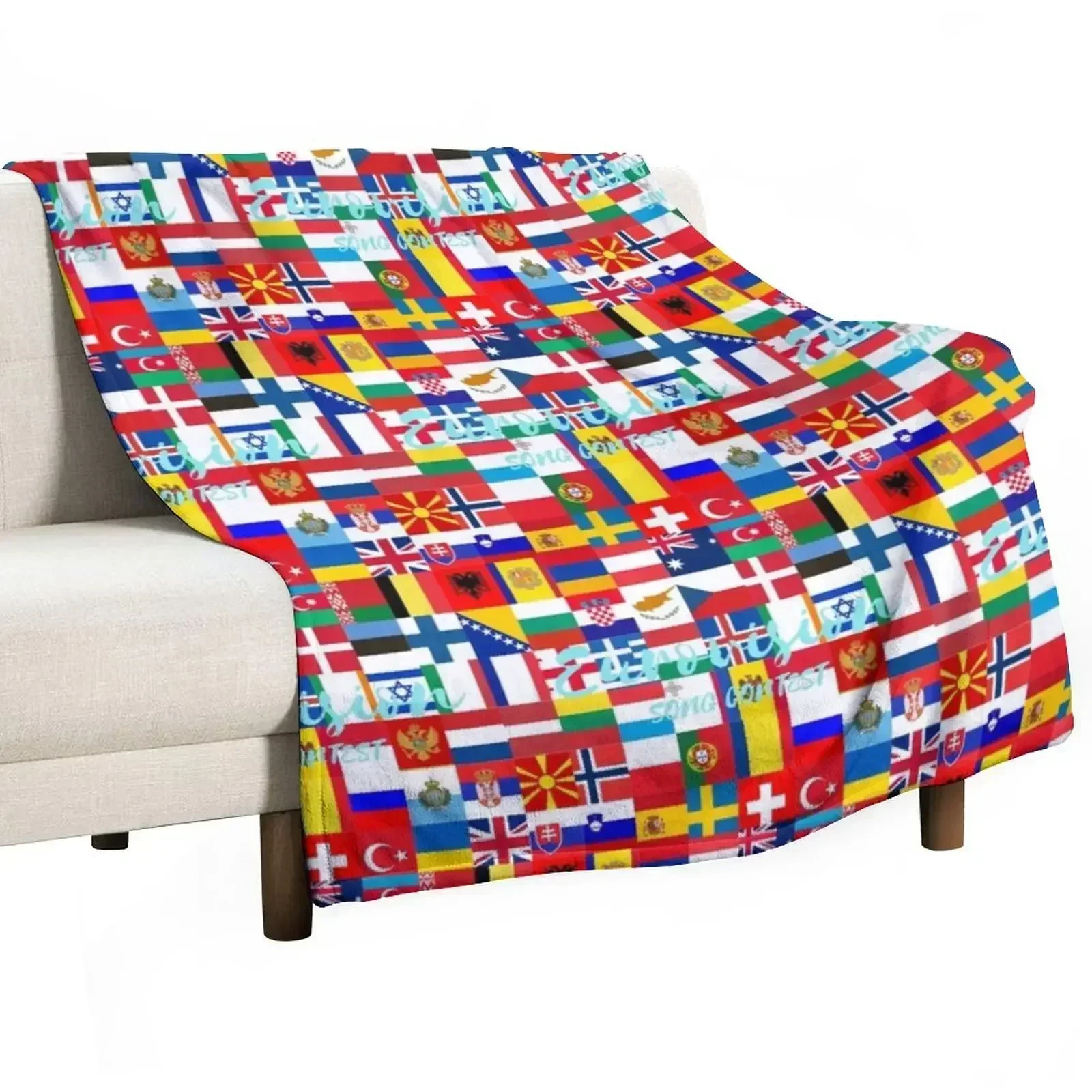 Eurovision Flag Art Throw Blanket Year Round Soft Comfortable Blanket for Home