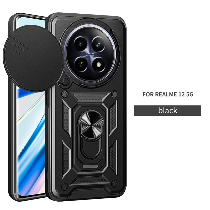 For Oppo Realme 12 5G Case Slide Lens Protect Armor Shockproof Coque For Realmi 12 Realme12 5G 6.72\