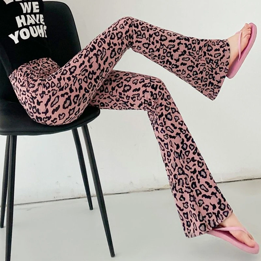 Retro Sexy Leopart Damenhose mit hoher Taille, Schlaghose, Yoga-Pilates-Leggings, Damen Y2K Ästhetische Hose, Bell Bottoms – Detail 8