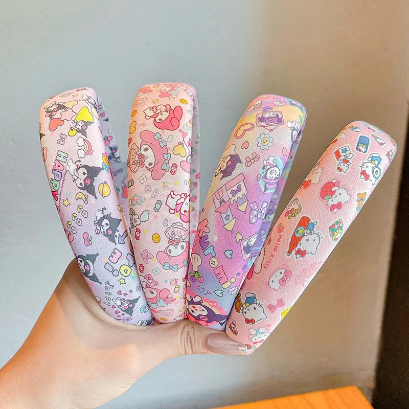 

Kawaii Hello Kitty Children's Headbands Sponge High Wide Edges Cute Cartoon Anime Women Supplies Girl Student Gifts Wholesale