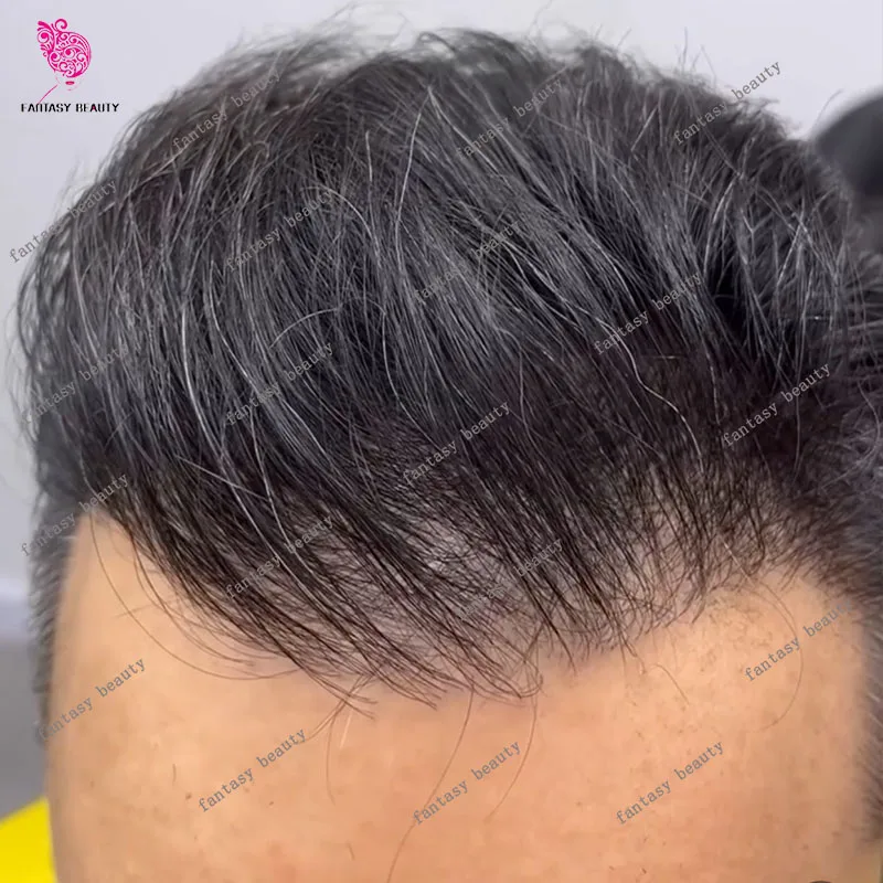 80% Vloop Natural Invisible Hairline Super Thin 0.02mm PU Peluquín para hombres 1B10 420 # Sistema de cabello humano 100% marrón, negro, gris, rubio