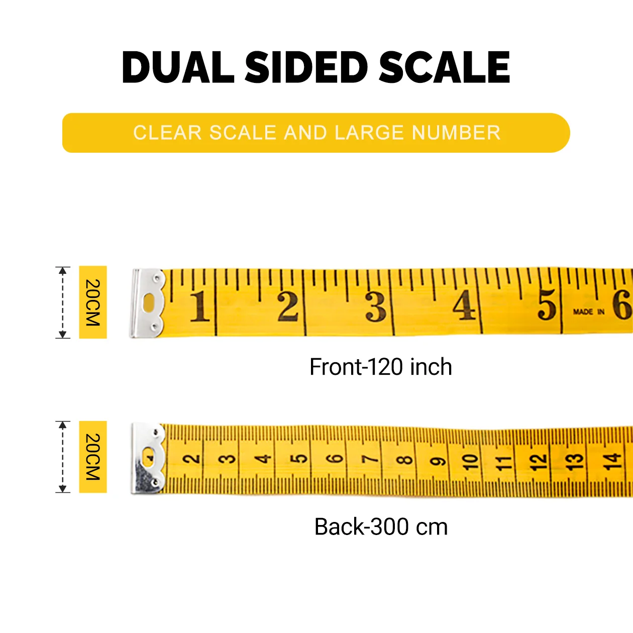 High Quality Portable Double Scale Soft Ruler 300 CM / 120 Inch For Body Measuring Ruler Tailor Craft Sewing Tool