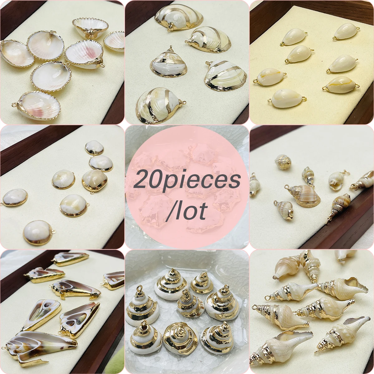 

20pieces/lot Natural Shell Pendant Charms for DIY Women Men Necklace Jewelry Making Accessories Seaside Vacation Style