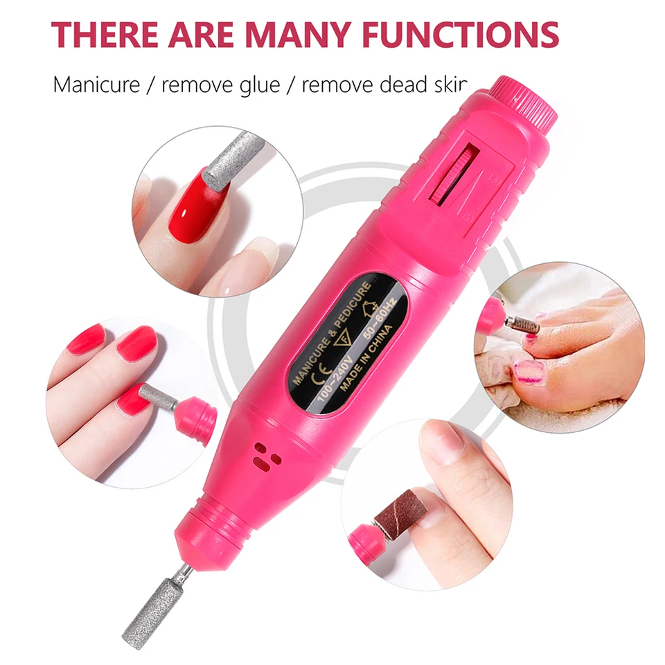 Kit profesional de fresa eléctrica USB con lámpara UV LED para secado de gel, set de inicio acrílico 3