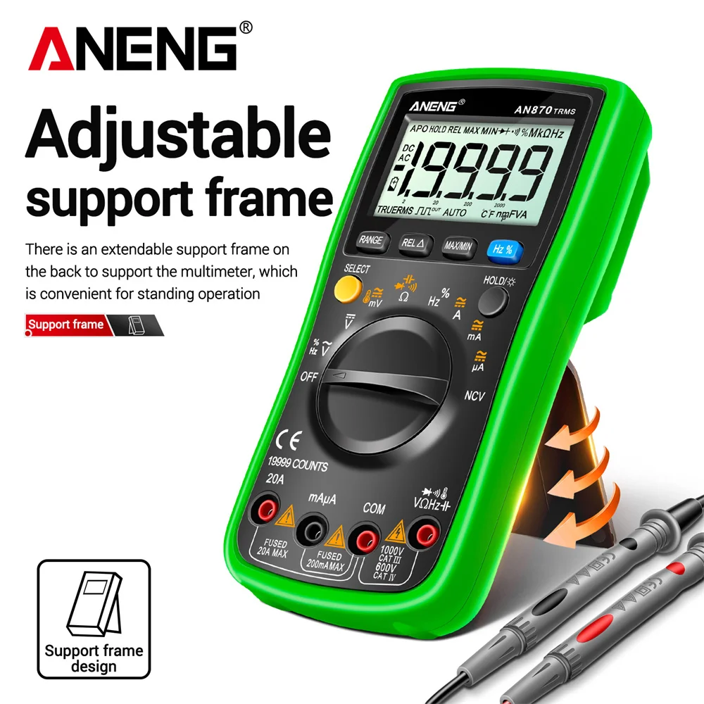 ANENG AN870 multimeter multímetro tester polimetro multimetro digital profesional	19999 cuentas probador automotriz eléctrico dmm transistor