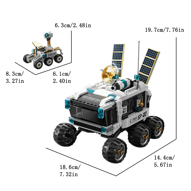 月面探査機ビルディングブロック宇宙探査モデル組み立てられた月面探査車のおもちゃ宇宙愛好家のための子供のギフト