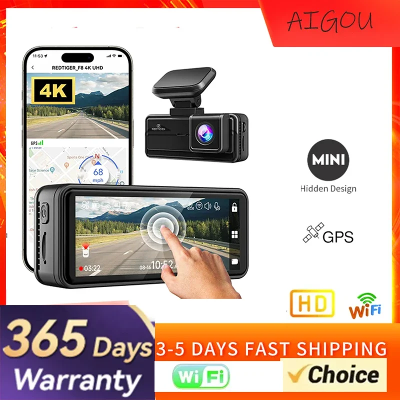 4K Dash Cam HD  Built-in GPS 70FOV Car DVR 5G WIFI APP Control Fatigue Driving Reminder Car Camera with Night Vision Black box