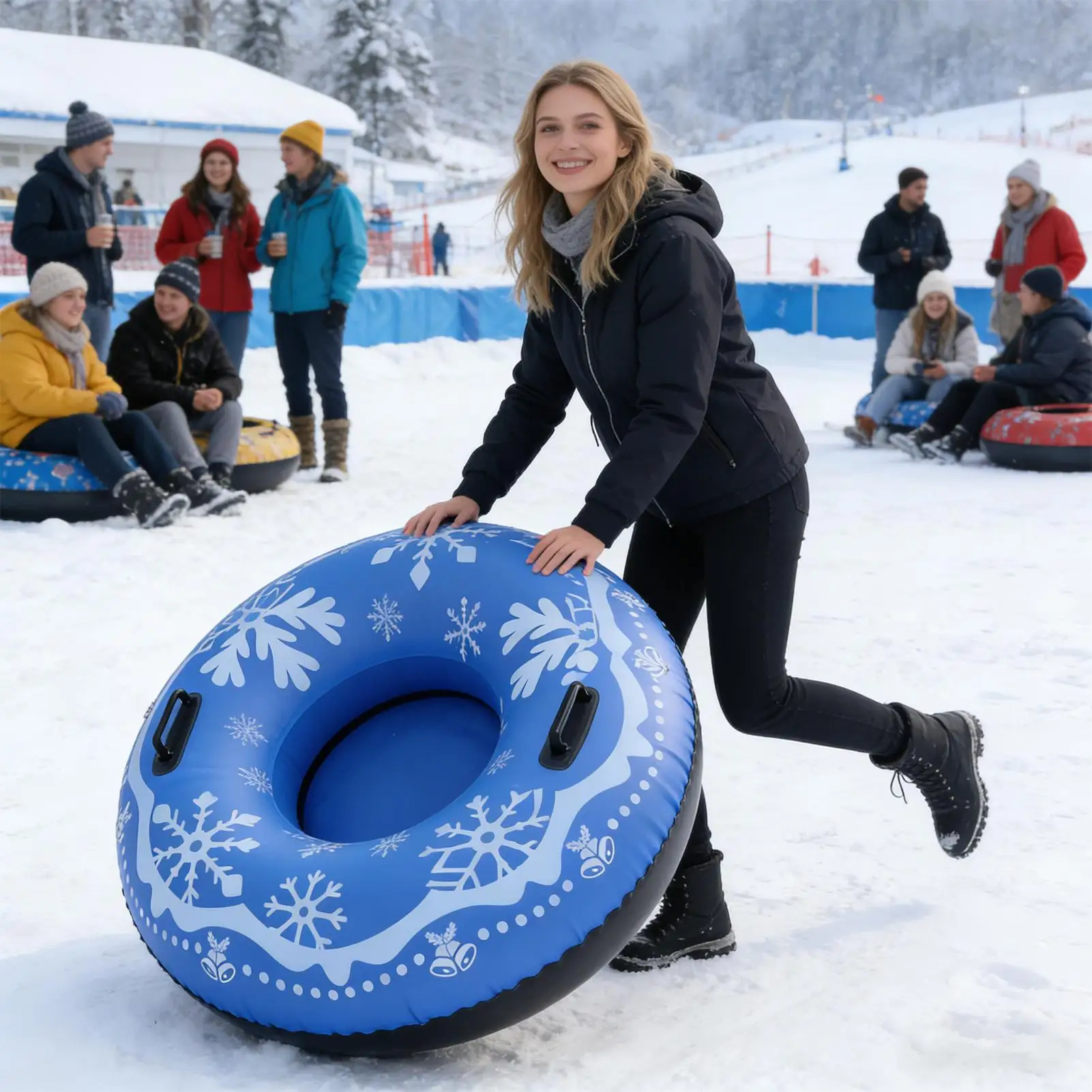 

Sledding Tube Heavy Duty PVC Inflatable Thick Sledding Toy Kids Adults Snow Tubing Toy For Family Friends Lovers Women Men Teen