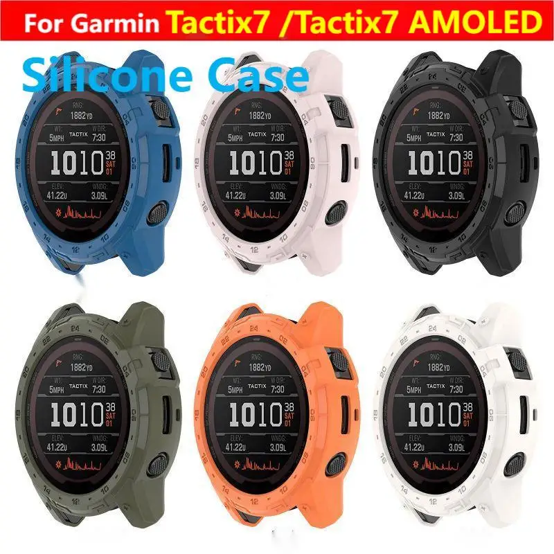 Silicone Case For Garmin Tactix 7 /Tactix 7 AMOLED Smart Watch Strap TPU Bumper Protective Shell Cover Screen Protector Tactix7