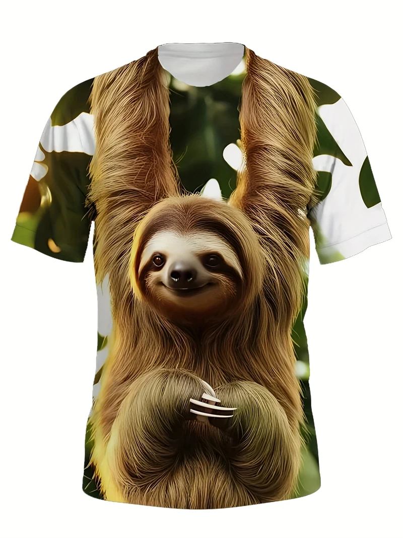 مضحك القط نمط تي شيرت للرجال شخصية الحيوان ثلاثية الأبعاد مطبوعة تي شيرت الصيف فضفاضة قصيرة الأكمام بلايز عادية الجولة الرقبة تيز