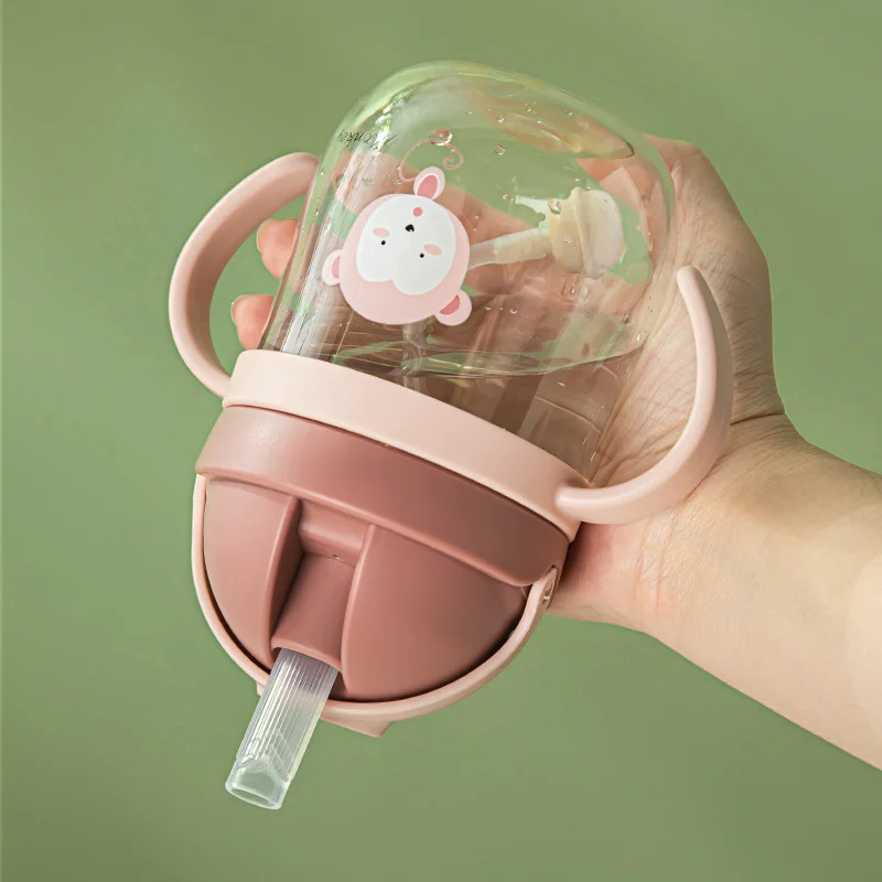 250ml Children\'s Water Bottle Anti-chok Baby Feeding Cups With Gravity Ball Straw Handle Toddler Learn Drinking Sippy Cup