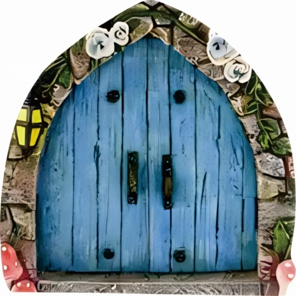 Miniature Size Miniature Fairy Door Outdoor Rated Tree Attachment Yard Art Sculpture Art Sculpture Design Wall Mounted