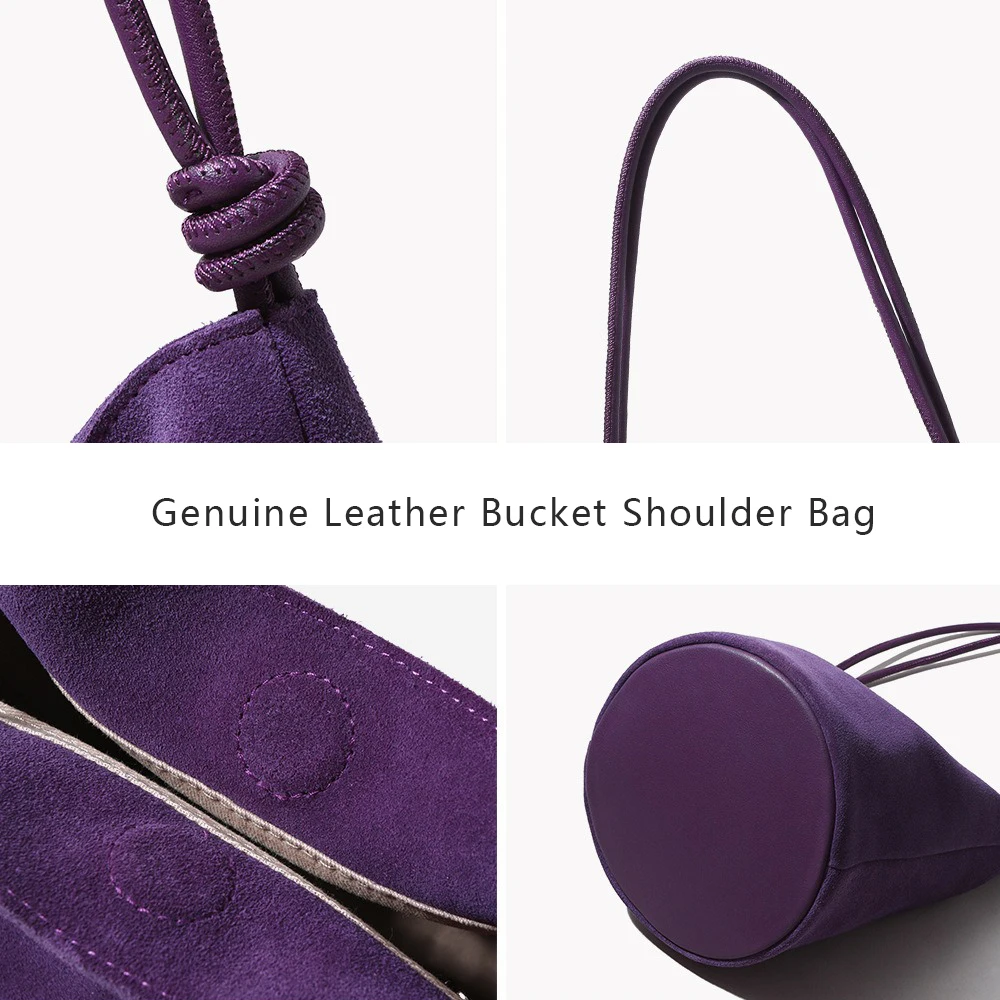 حقائب كتف من الجلد الطبيعي للنساء من جلد الغزال الناعم وحقائب يد للسيدات #5