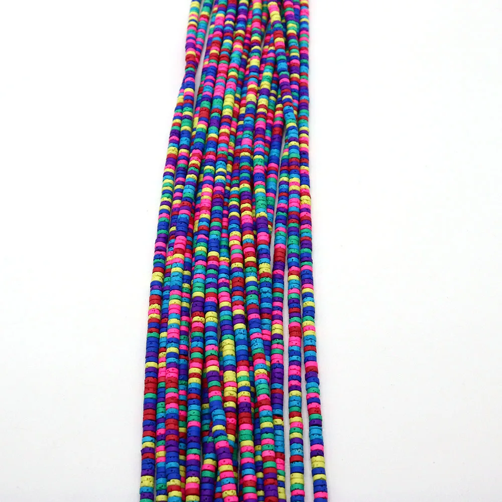 

Round Disc-shaped Dyed Volcanic Rocks Straight-hole Loose Beads 1strand For DIY Creative Necklace Bracelet Jewelry 2x4/2x6/2x8mm