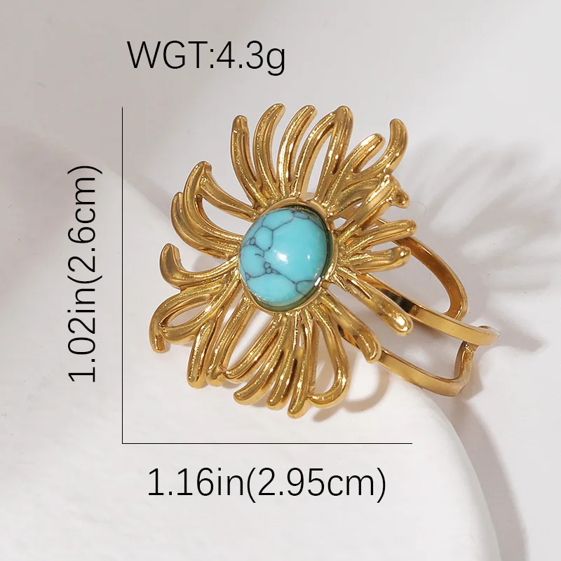 DIEYURO 316L Stainless Steel Gold Alien Irregular Adjustable Open Ring For Women New Hot Sale Ring Jewelry Glamorous Gift