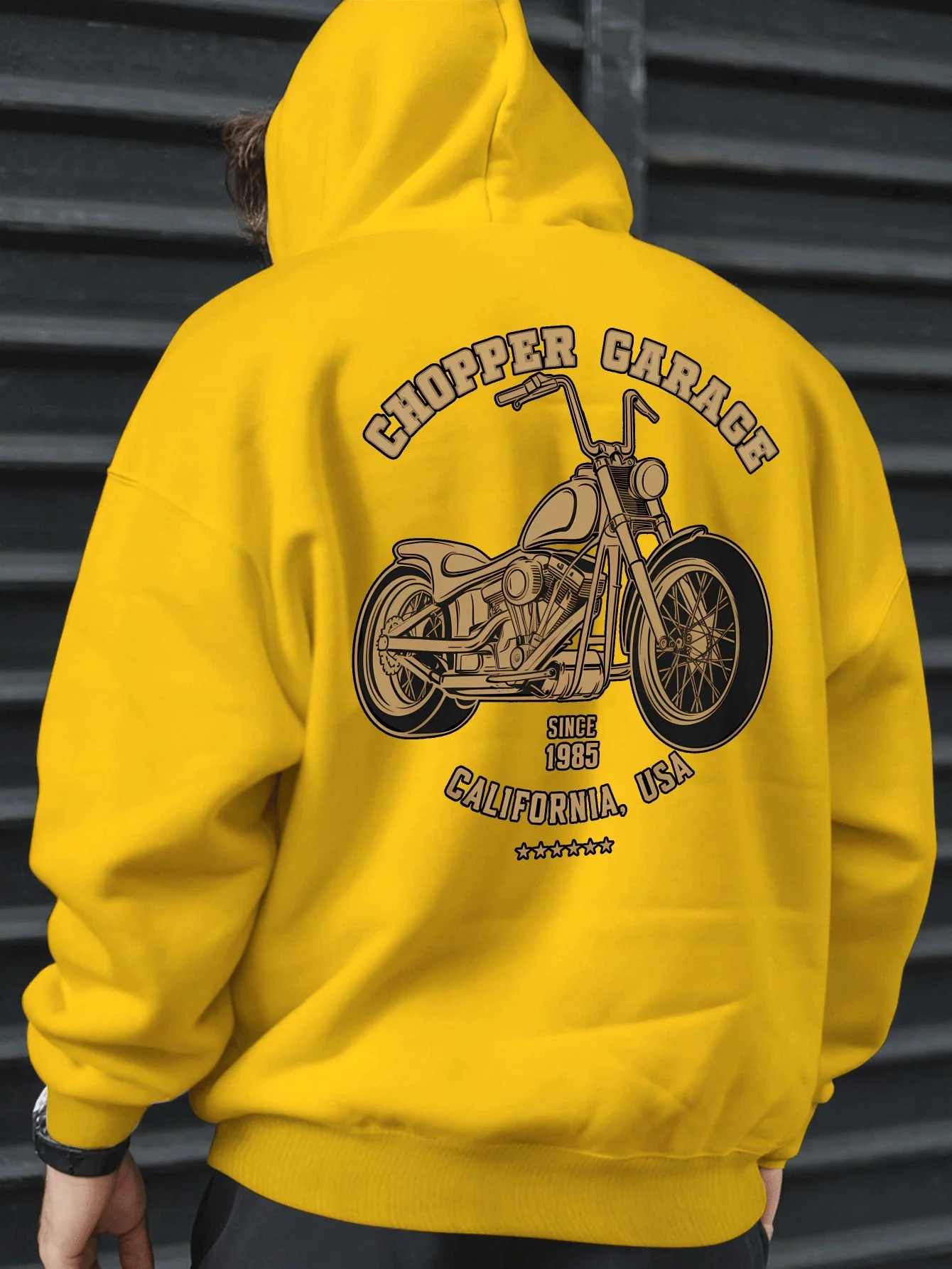 New Street Trend Mo Motorcycle Print Men Hooded Sweatshirt Autumn and Winter Daily Outdoor Sports All Build Fitness Leisure Warm
