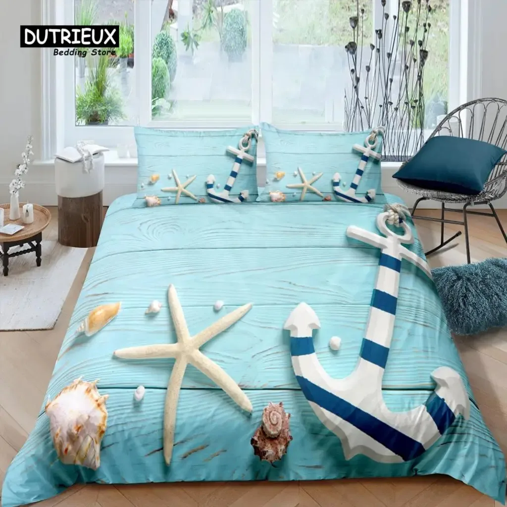 

Home Living Luxury 3D Starfish Anchor Bedding Set Duvet Cover Pillowcase Kids Bedding Set Queen and King EUUSAUUK Size