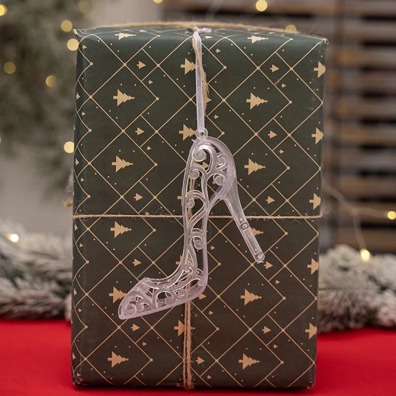 Pendenti pendenti natalizi Acrilico Alce Scarpe di cristallo Ornamenti Decorazione dell'albero di Natale Accessori di buon Natale