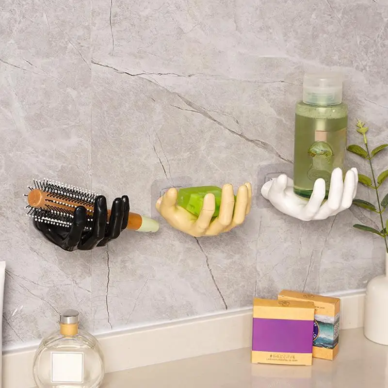 Funny Palm Up Hook Soap Holder Finger Hand Shape Design Wall Hanger Hooks Bathroom Storage Display Rack Decor Home Organization