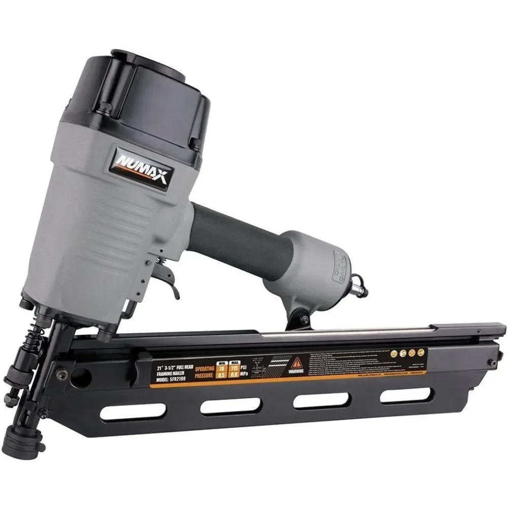 

Pneumatic 21 Degree 3-1/2" Framing Nailer Built to Last Anti-Dry-Fire Mechanism Dual Mode Trigger Tool-Free Depth Adjust