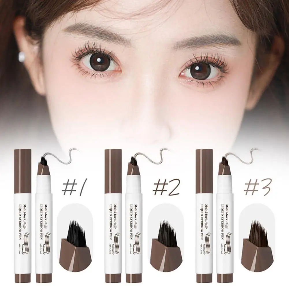 Lápiz de cejas de múltiples puntas Natural, lápiz Microblading de cejas 4D con punta de horquillas, tatuaje de cejas de larga duración resistente al agua