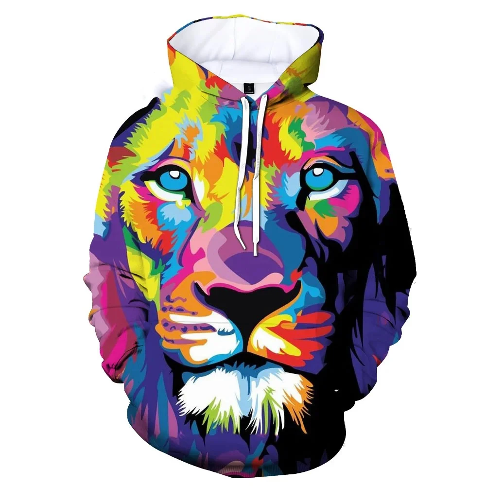 

2024 New Men's 3D Printing Starry Sky Lion Hoodie Spring Coat Big Pocket Drawstring Pullover Beautiful Personality Sweatshirts