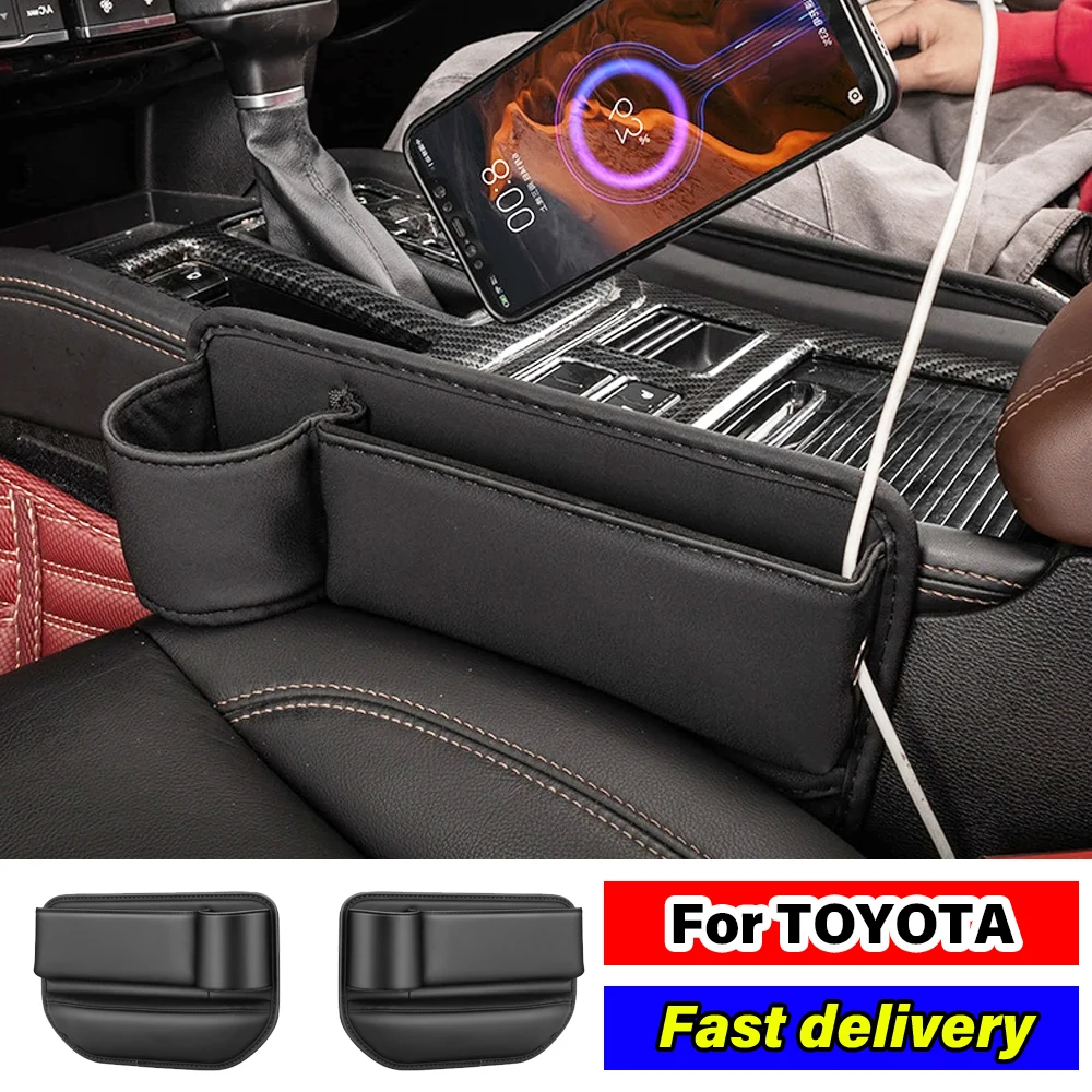 

Car Seat Gap Organizer PU Leather Console Side Pocket Seat Crevice Storage Box For Toyota Auris RAV4 Camry Land Cruiser Corolla